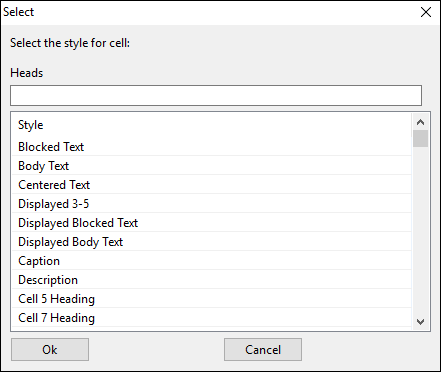 Select window for advanced reformmat of tables