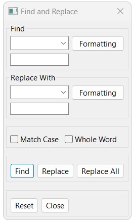 find and replace window with examplefind button selected