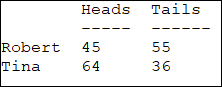simple table; print example